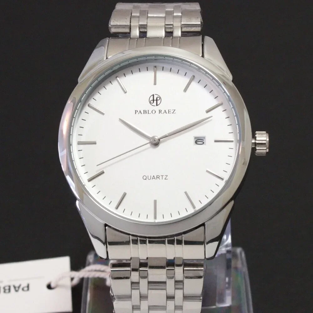 Men's Casual Fashion Watch Silver Tone Butterfly Clasp 40mm